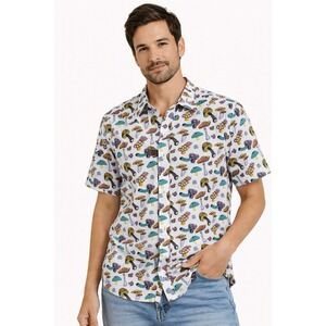 A-Lab Mushroom Shirt Mens Large White Short Sleeve Psychedelic Trippy Festival‎